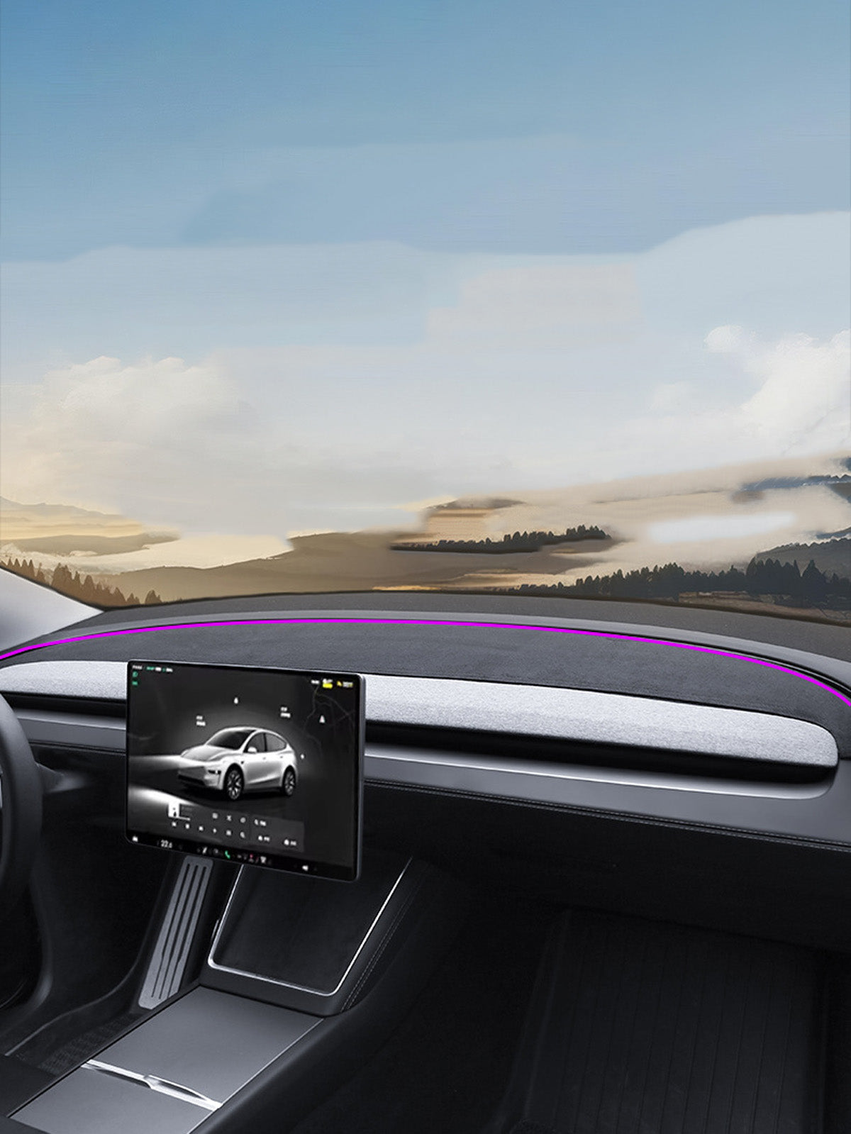 Tapis pare-soleil de console centrale pour Tesla Model 3 et Model Y