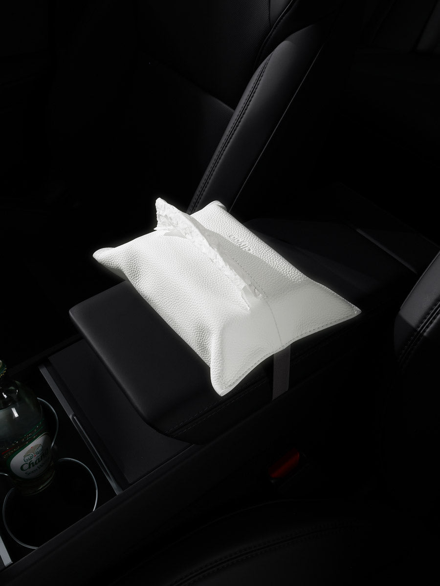 Étui à mouchoirs plat cuir grainé pour Tesla