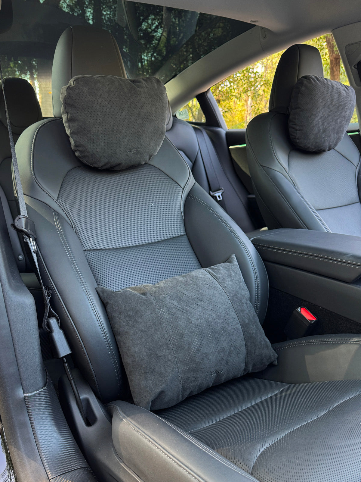 Appuie-tête et soutien lombaire alcantara pour Tesla — photo 9