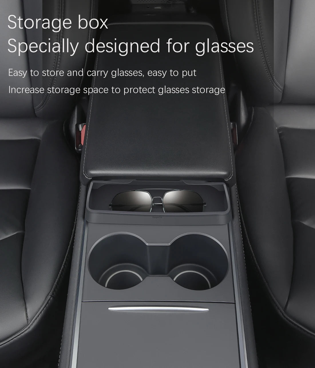 Boîte de rangement cachée sous accoudoir central pour Tesla Model 3/Y