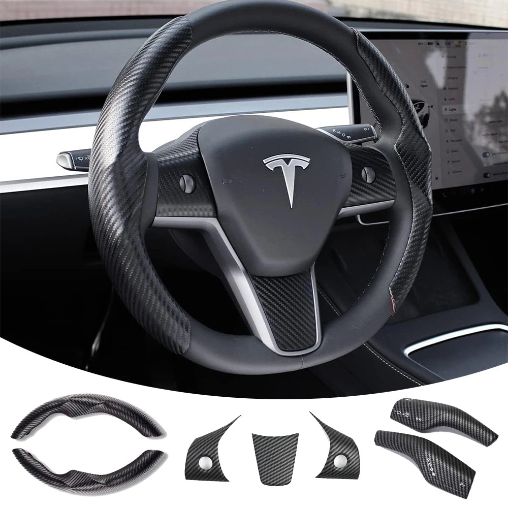 Cadre de volant fibre de carbone mat pour Tesla model 3/Y
