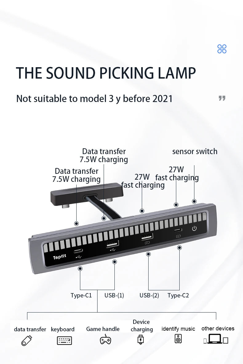 Hub Station d'accueil chargeur rapide USB pour Tesla model 3 Y