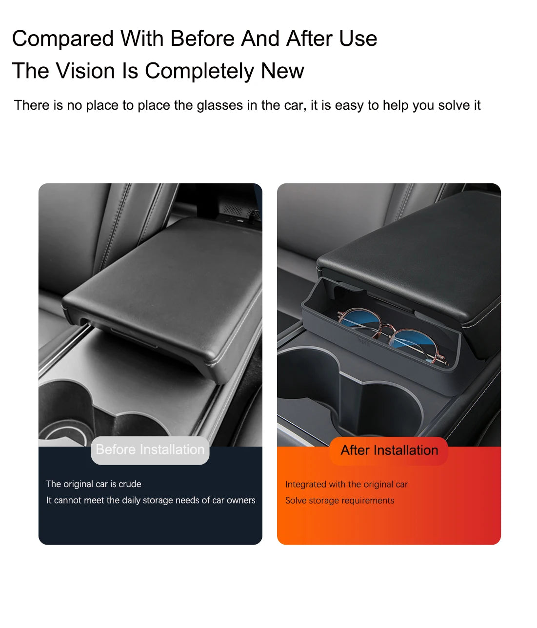 Boîte de rangement cachée sous accoudoir central pour Tesla Model 3/Y