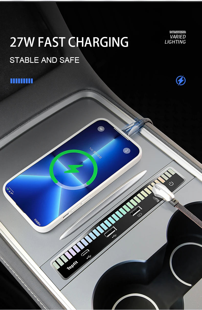 Hub Station d'accueil chargeur rapide USB pour Tesla model 3 Y