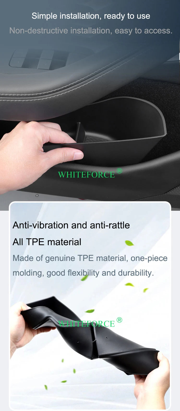 Boîte de rangement pour fentes de porte pour Tesla model 3 Highland