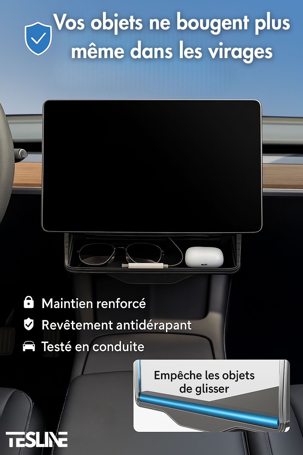 Tesline® Rangement Invisible pour Tesla Model Y et 3