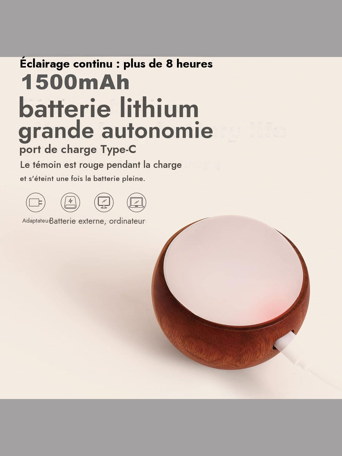 Lampe d'ambiance bois – sphère pour Tesla