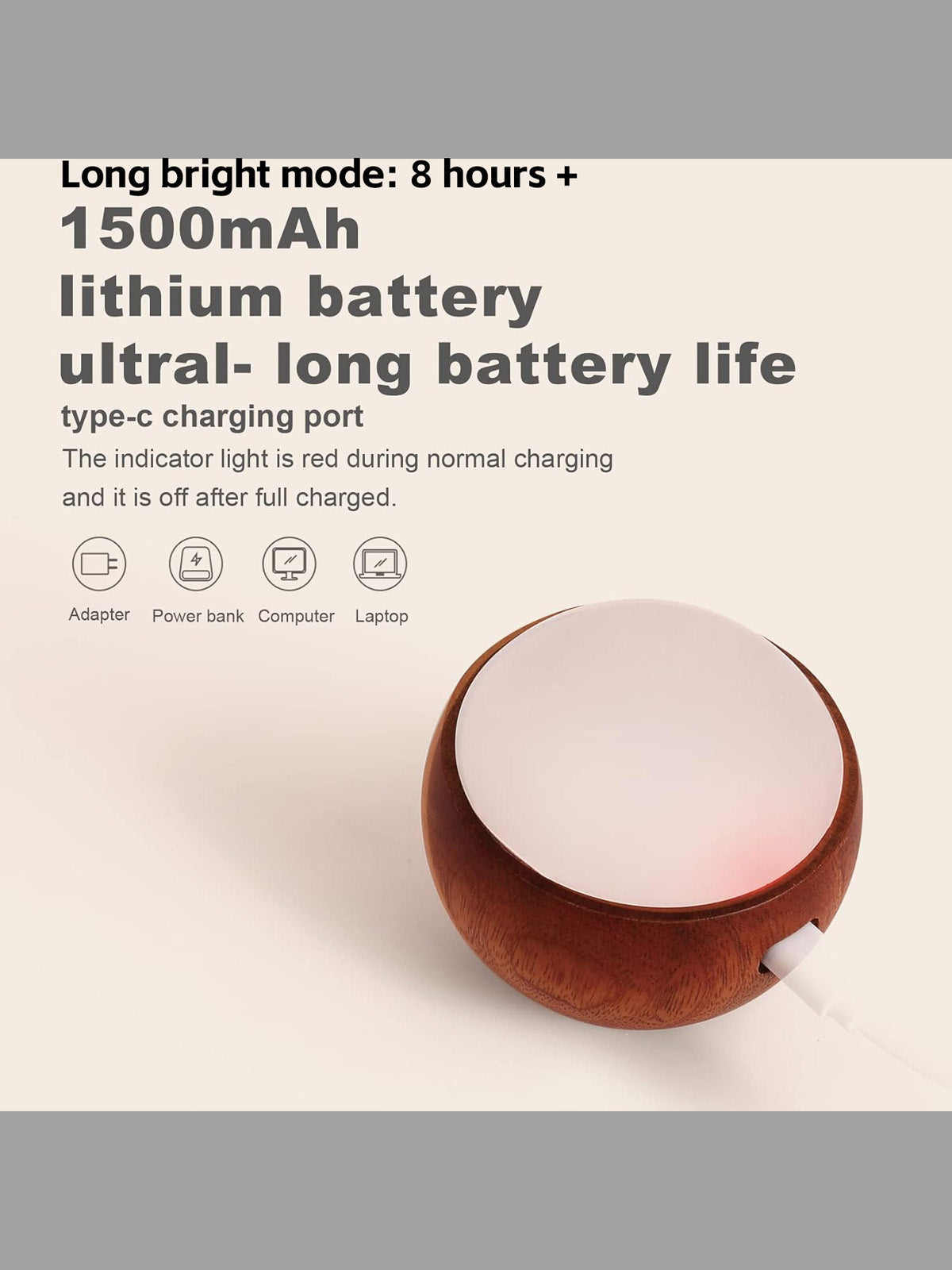 Lampe d'ambiance bois – sphère pour Tesla