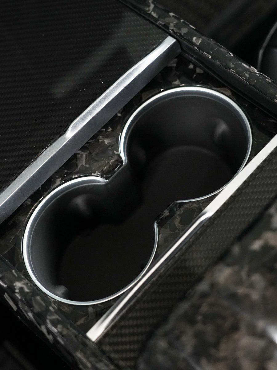 Façade porte-gobelets de console carbone pour Tesla Model 3 et Y (2024+) — photo 4