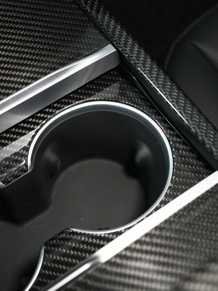 Façade porte-gobelets de console carbone pour Tesla Model 3 et Y (2024+) — photo 5