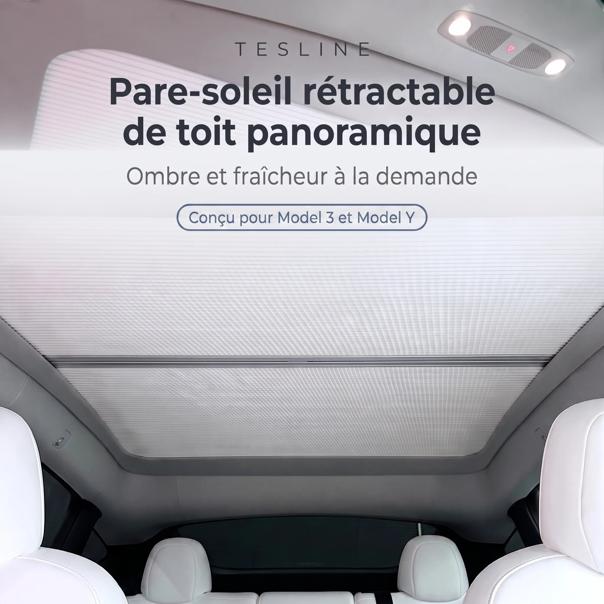 Pare-soleil rétractable Tesline de toit panoramique pour Tesla Model 3 et Model Y
