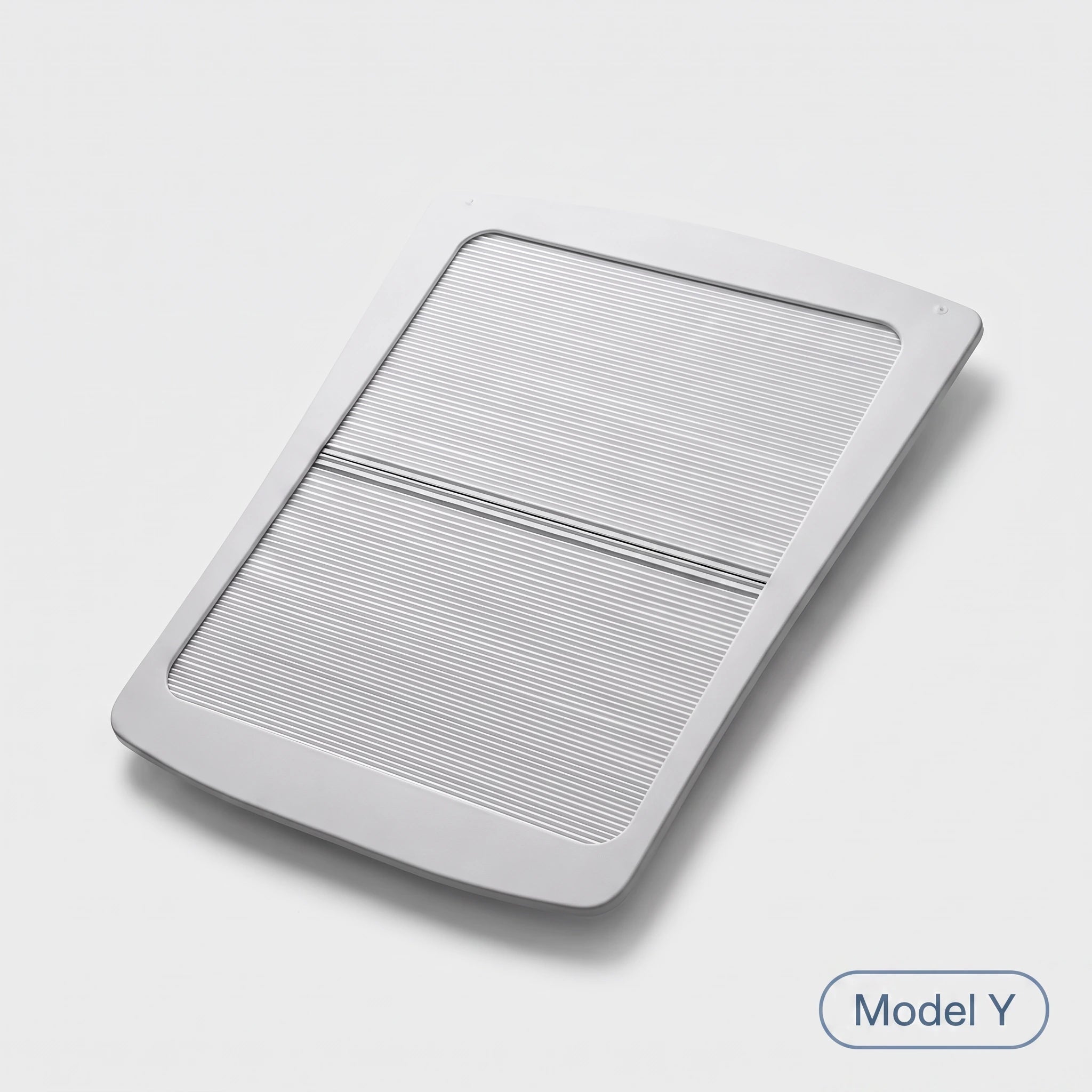 Packshot du pare-soleil rétractable Tesline — cadre unique Tesla Model Y