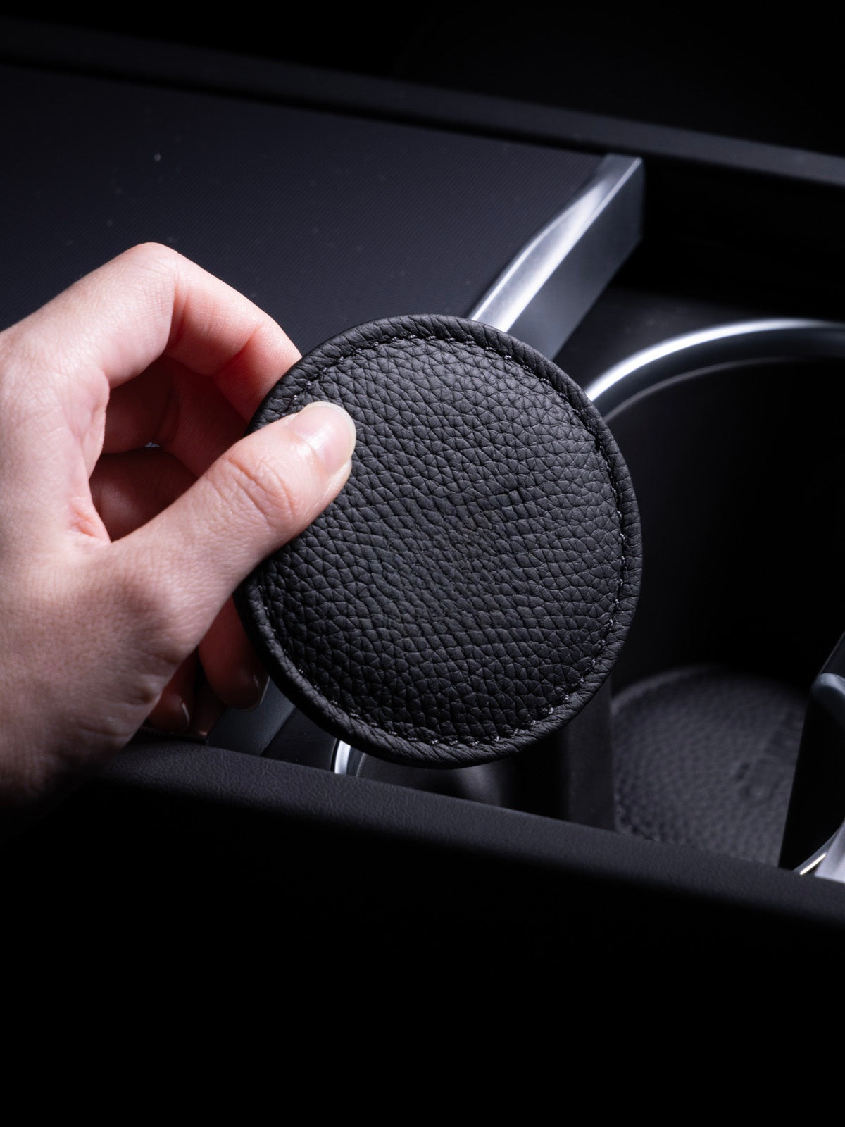 Fonds de porte-gobelet cuir grainé pour Tesla — photo 7