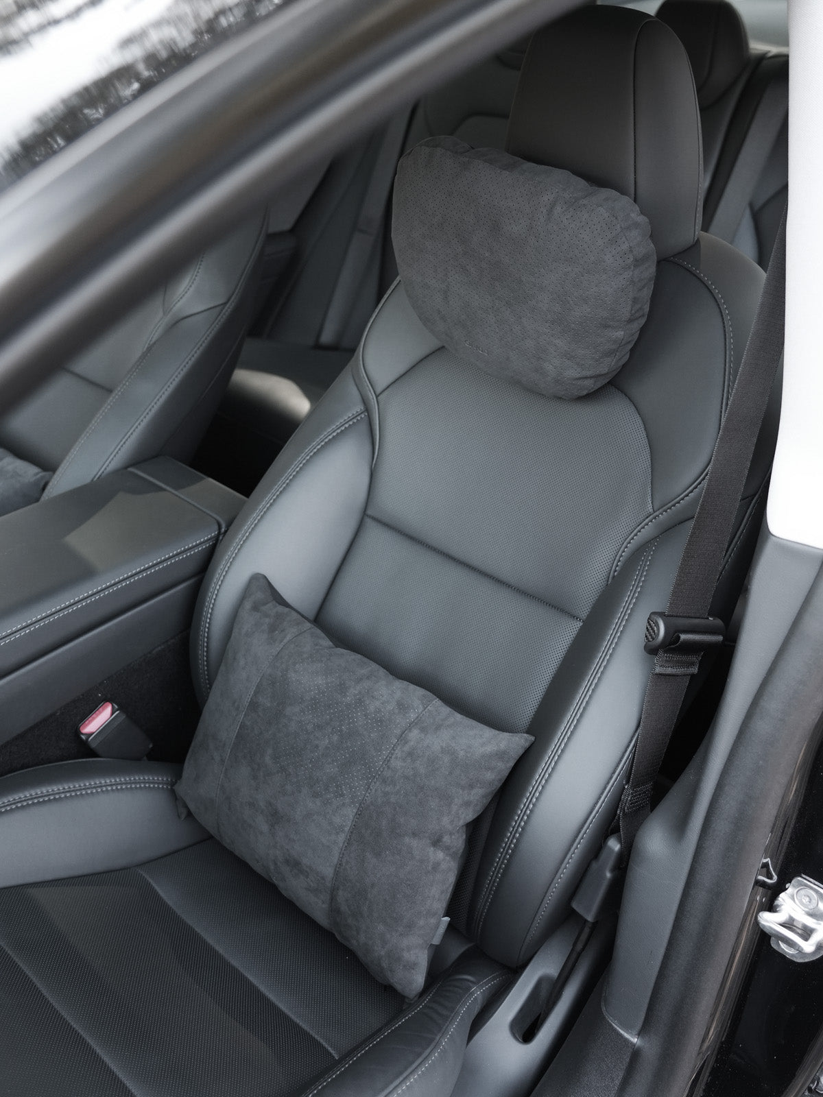 Appuie-tête et soutien lombaire alcantara pour Tesla — photo 15