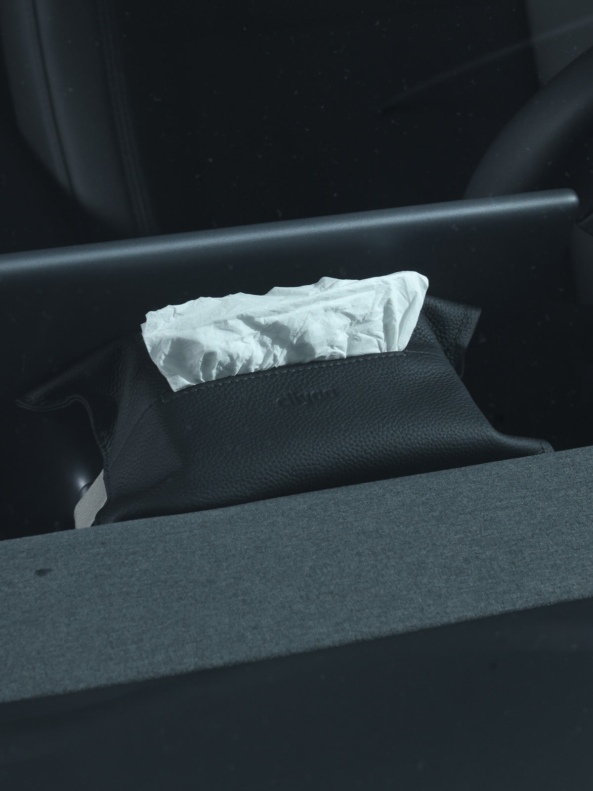 Étui à mouchoirs plat cuir grainé pour Tesla — photo 3