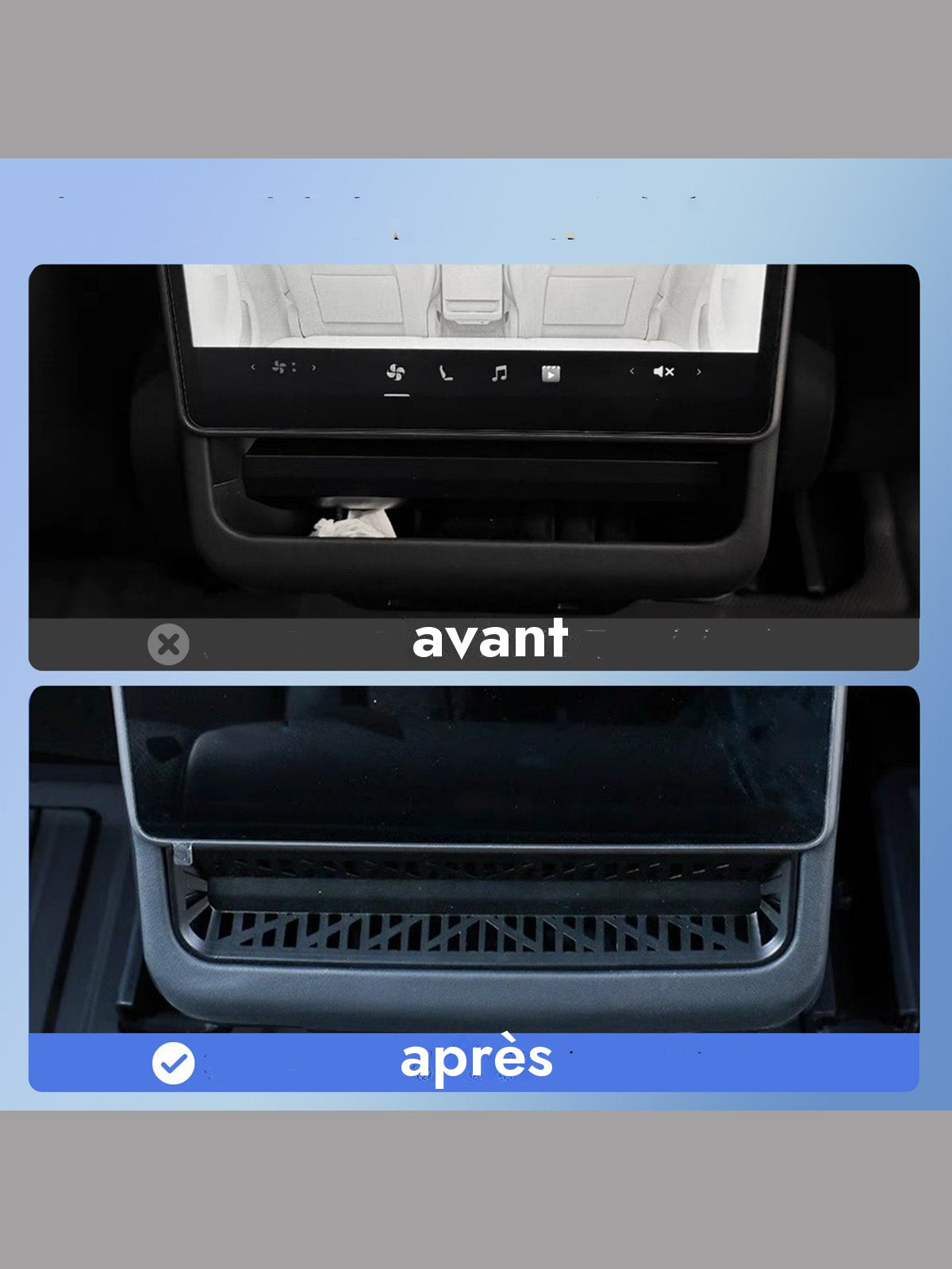 Grille d'aération d'écran arrière pour Tesla Model 3 et Y (2024+) — photo 2