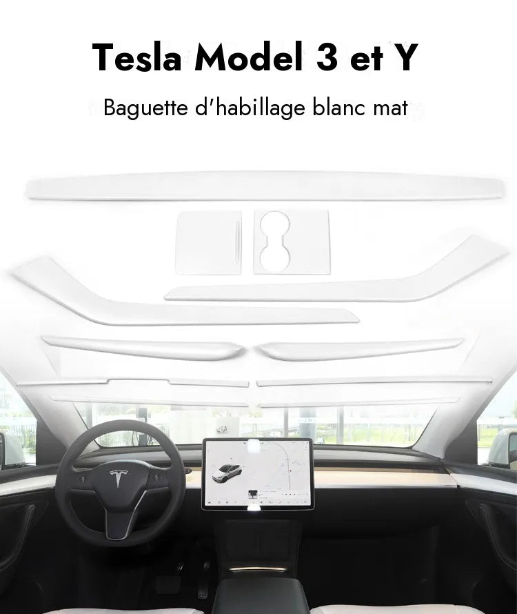 Revêtement de tableau de bord blanc pour Tesla Model Y — photo 2