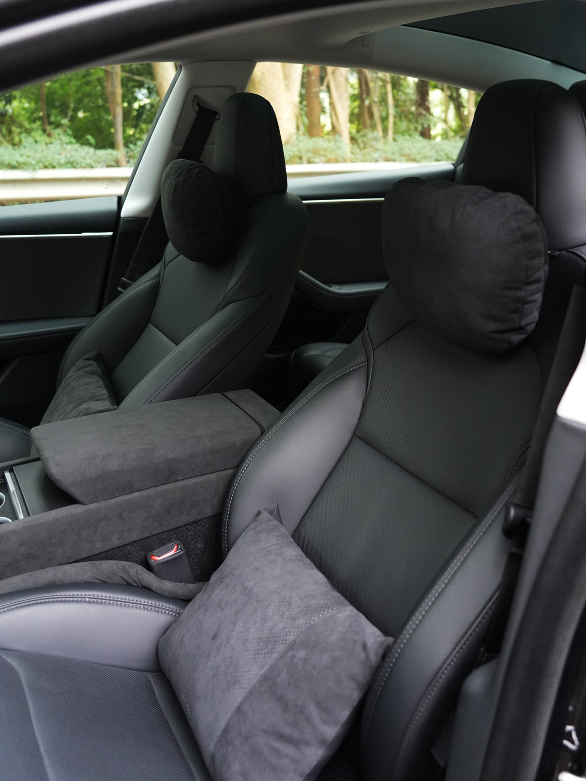 Appuie-tête et soutien lombaire alcantara pour Tesla — photo 3
