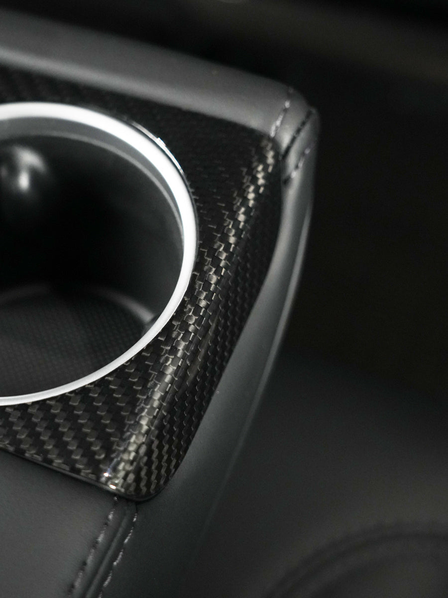 Façade porte-gobelets arrière carbone pour Tesla Model 3 Highland (2024+) — photo 2