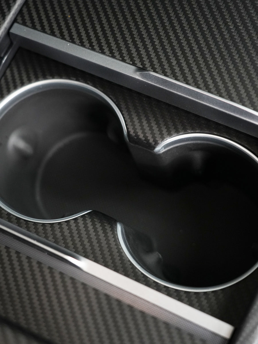 Façade porte-gobelets de console carbone pour Tesla Model 3 et Y (2024+) — photo 2