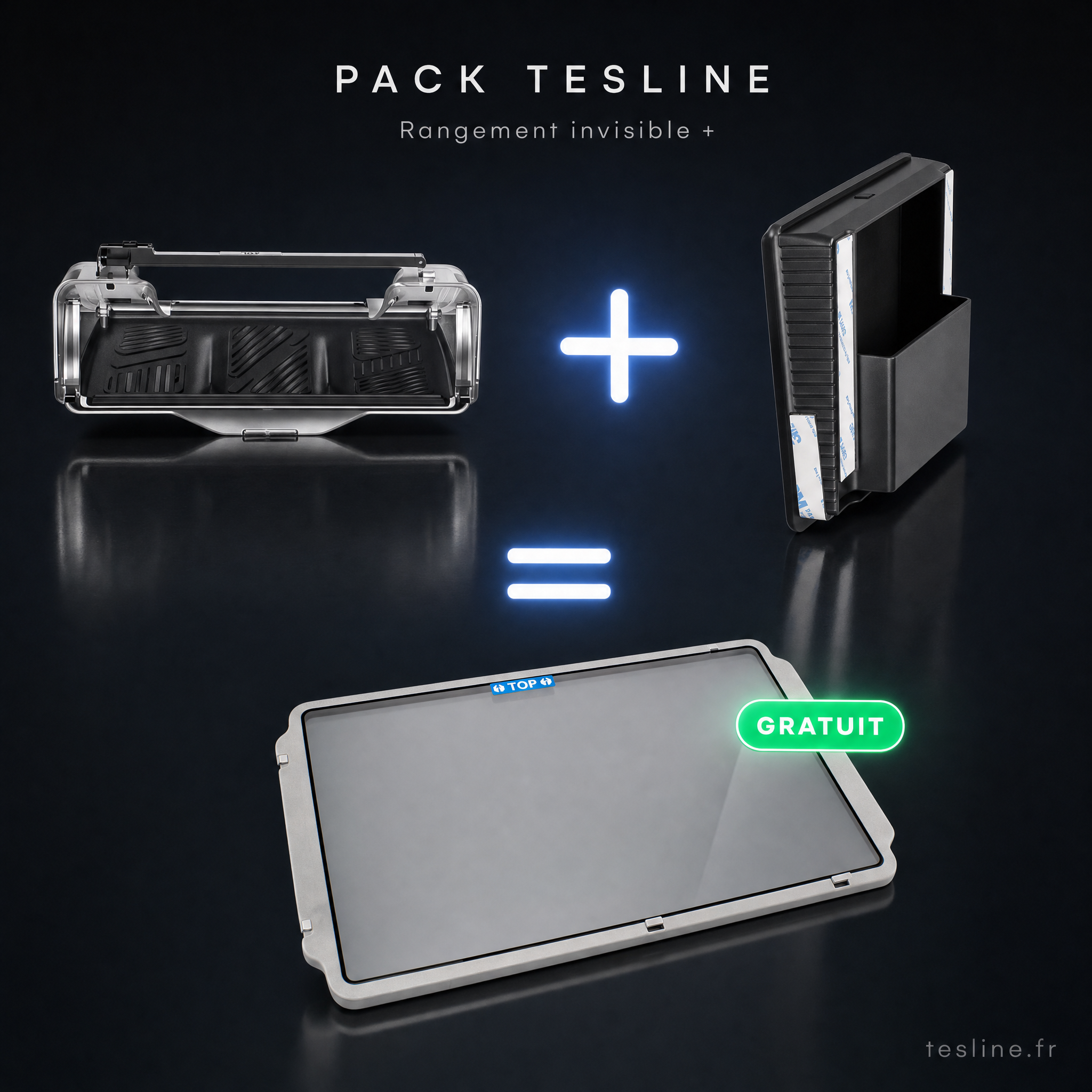 Tesline® Rangement Invisible sous écran pour Tesla Model Y/3