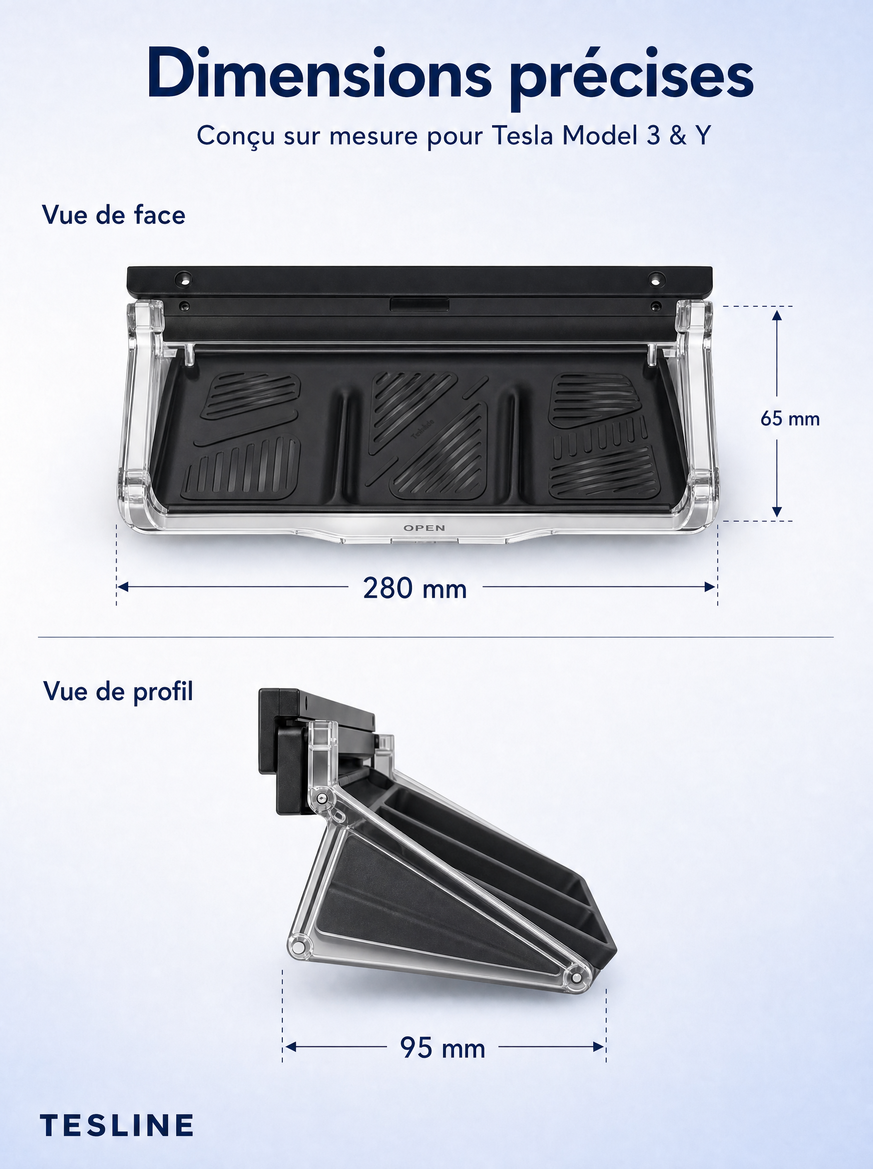 Tesline® Rangement Invisible sous écran pour Tesla Model Y/3