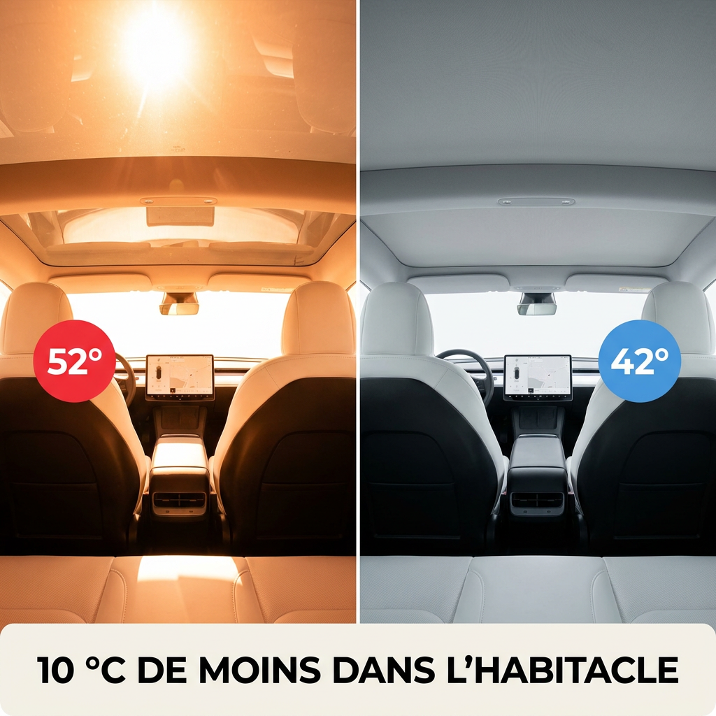 10 °C de moins dans l'habitacle avec le pare-soleil de toit électrique