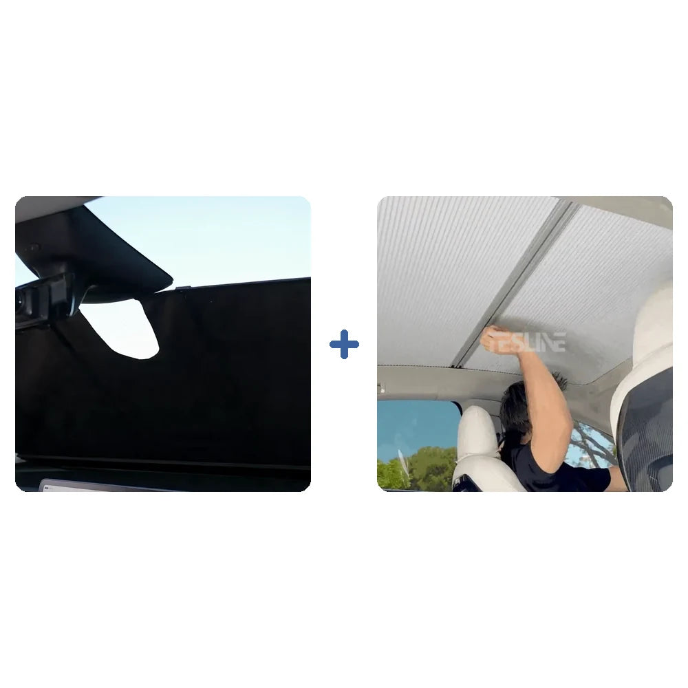 Pare-soleil électrique de pare-brise et store de toit rétractable Tesla