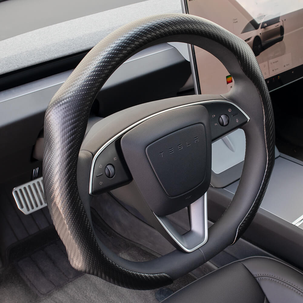 Couvre-volant effet carbone Tesla — visuel 4