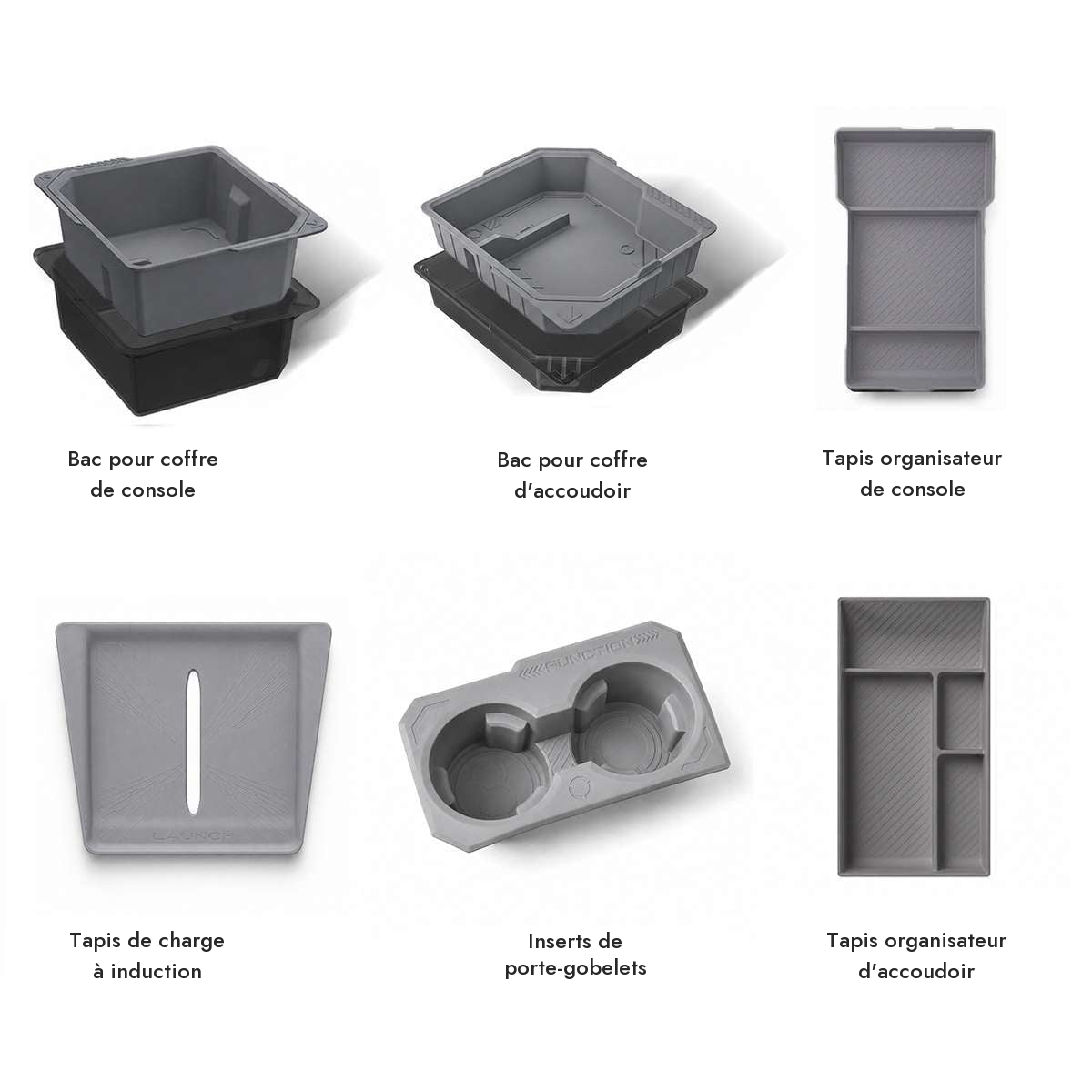Les 6 pièces du kit Console, listées et nommées