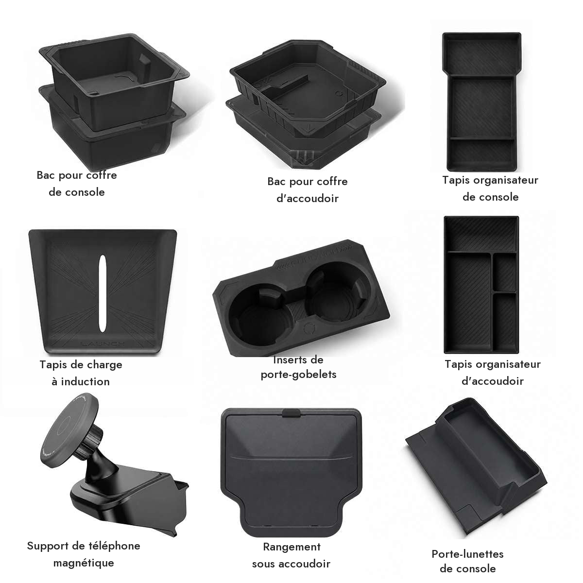 Les 9 pièces du kit Habitacle, listées et nommées