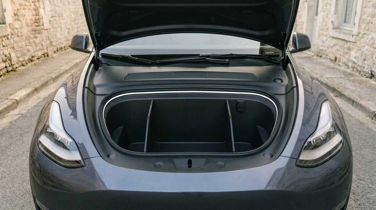 Tesla Model Y équipée d'accessoires Tesline, zone capot fin