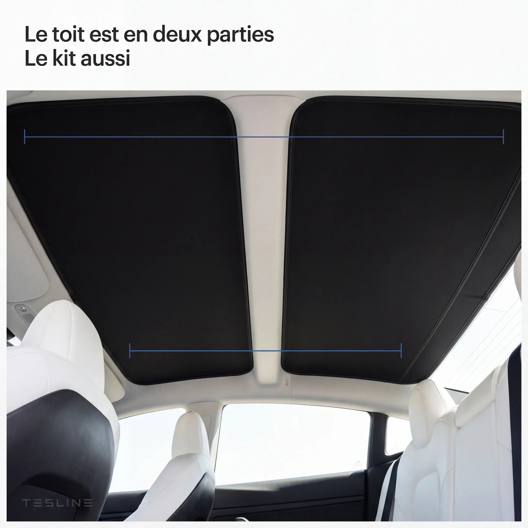 Les deux panneaux du kit couvrant le toit vitré avant et arrière
