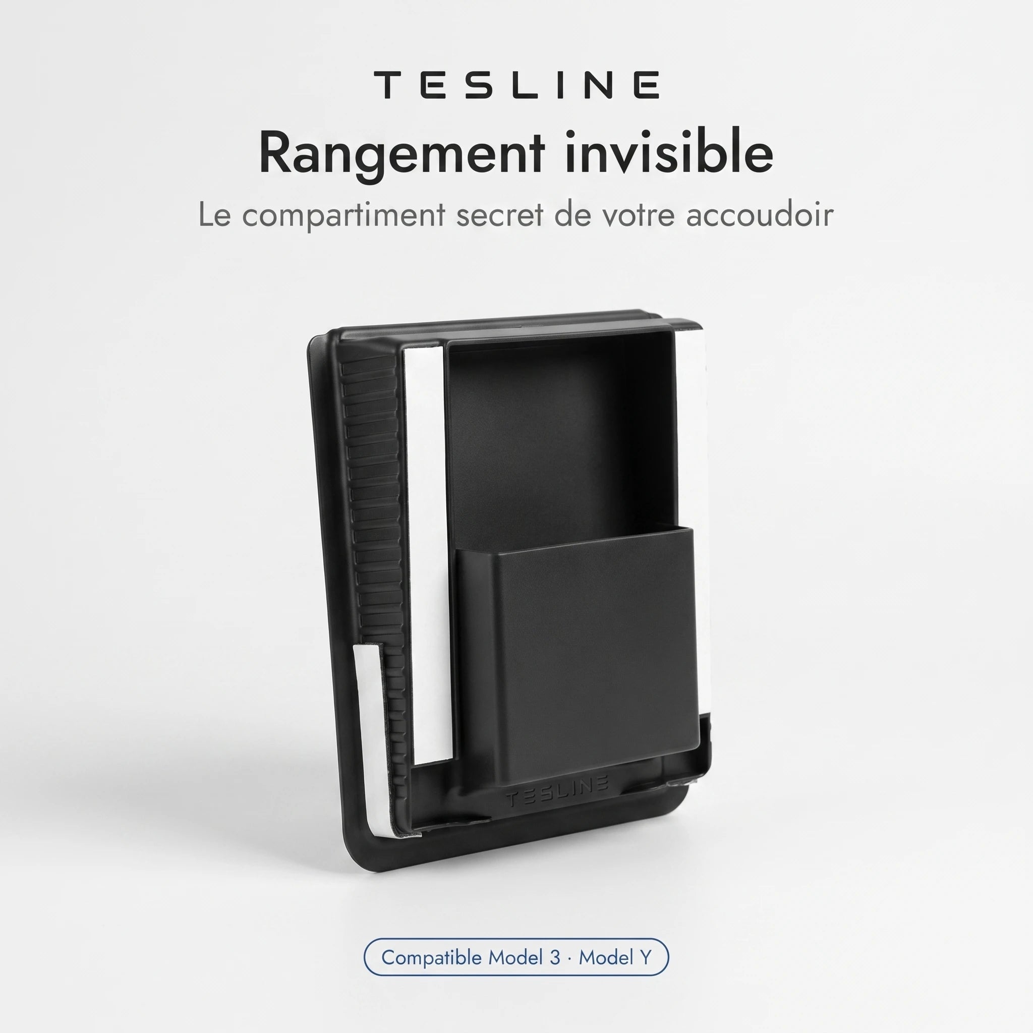 Tesline Rangement invisible sous accoudoir pour Tesla Model 3 et Model Y — vue principale