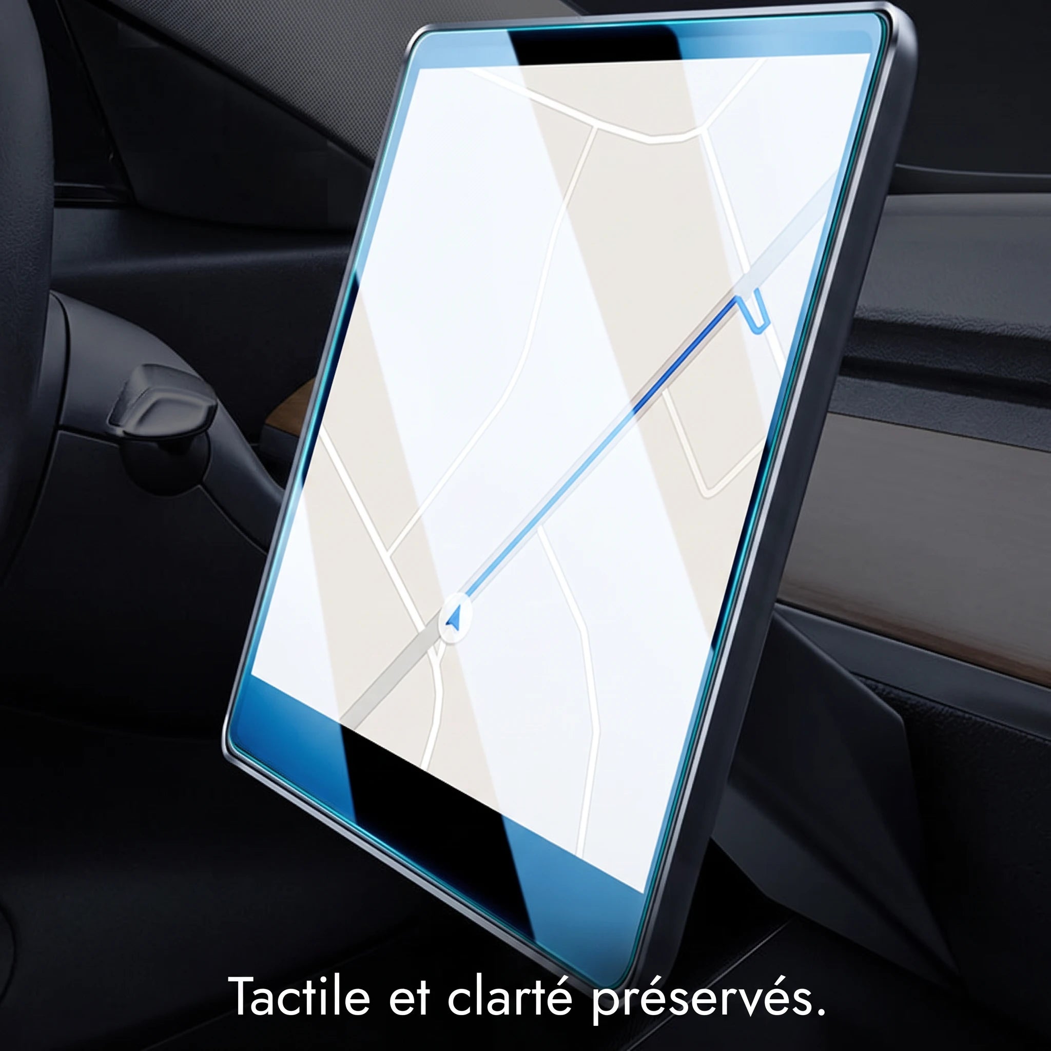 Clarté et tactile préservés avec le verre trempé d'écran Tesla