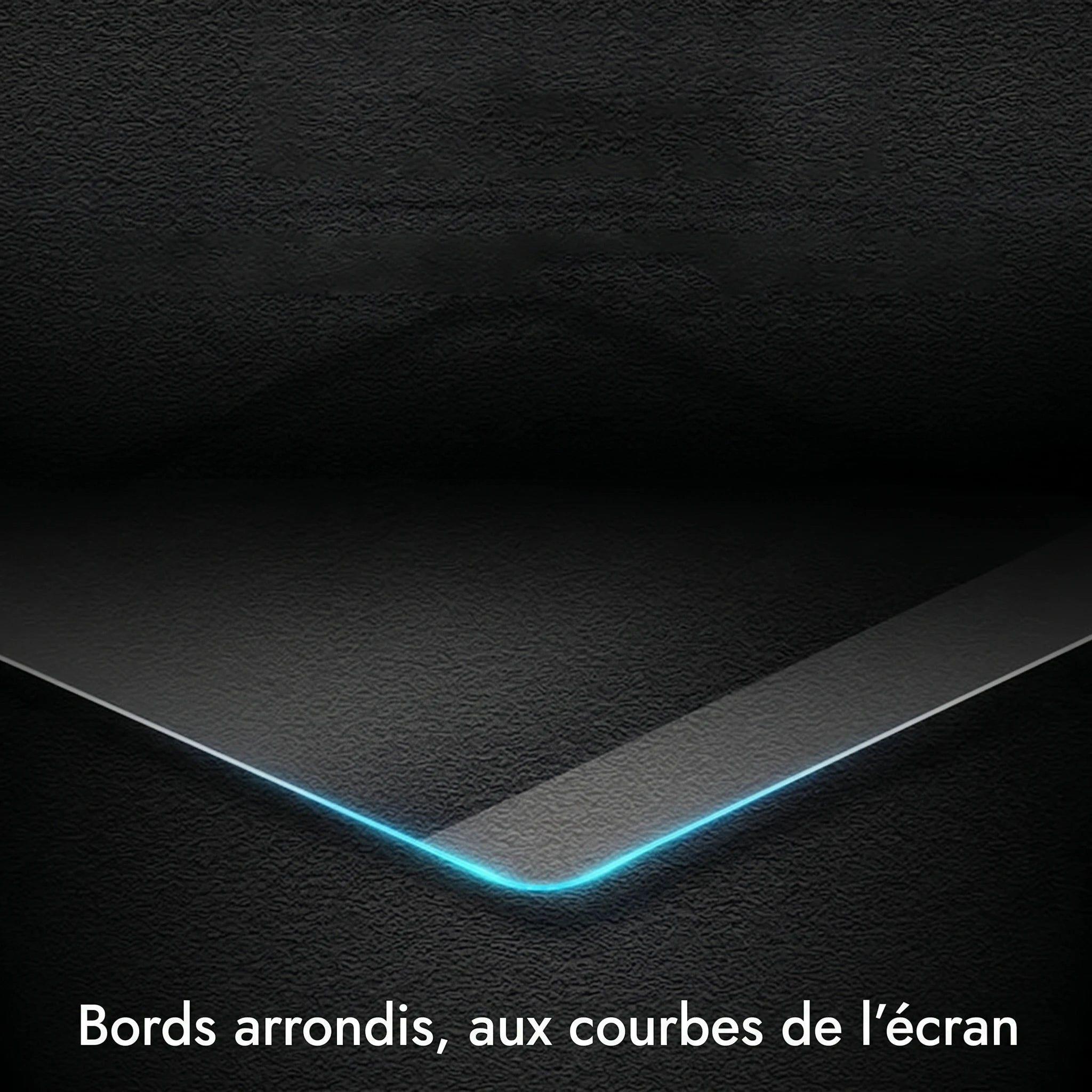 Bords arrondis du verre trempé épousant l'écran Tesla
